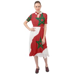 Morocco Flag Map Geography Outline Keyhole Neckline Chiffon Dress