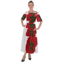 Morocco Flag Map Geography Outline Shoulder Straps Boho Maxi Dress 