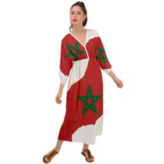 Morocco Flag Map Geography Outline Grecian Style  Maxi Dress