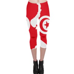 Tunisia Flag Map Geography Outline Capri Leggings  by Sapixe