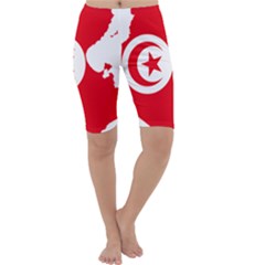 Tunisia Flag Map Geography Outline Cropped Leggings  by Sapixe