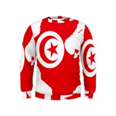 Tunisia Flag Map Geography Outline Kids  Sweatshirt by Sapixe