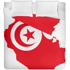 Tunisia Flag Map Geography Outline Duvet Cover Double Side (king Size) by Sapixe