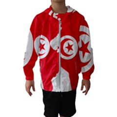 Tunisia Flag Map Geography Outline Kids  Hooded Windbreaker by Sapixe