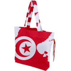 Tunisia Flag Map Geography Outline Drawstring Tote Bag by Sapixe