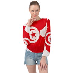 Tunisia Flag Map Geography Outline Banded Bottom Chiffon Top