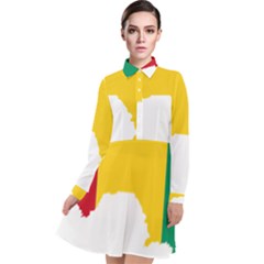 Guinea Flag Map Geography Outline Long Sleeve Chiffon Shirt Dress by Sapixe