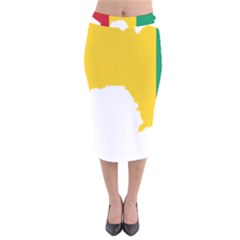 Guinea Flag Map Geography Outline Velvet Midi Pencil Skirt by Sapixe