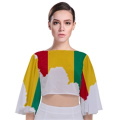 Guinea Flag Map Geography Outline Tie Back Butterfly Sleeve Chiffon Top by Sapixe