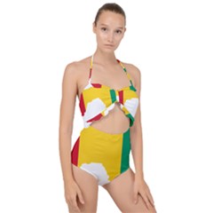 Guinea Flag Map Geography Outline Scallop Top Cut Out Swimsuit by Sapixe