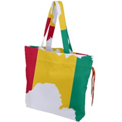 Guinea Flag Map Geography Outline Drawstring Tote Bag by Sapixe