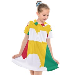 Guinea Flag Map Geography Outline Kids  Short Sleeve Shirt Dress by Sapixe