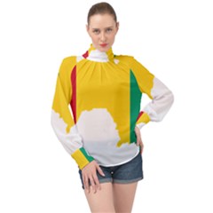 Guinea Flag Map Geography Outline High Neck Long Sleeve Chiffon Top