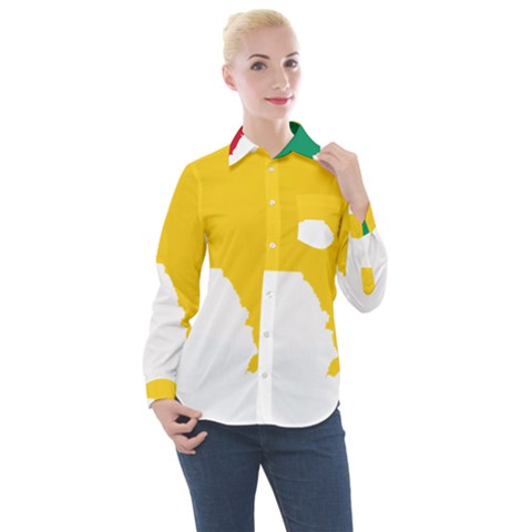 Guinea Flag Map Geography Outline Women s Long Sleeve Pocket Shirt by Sapixe