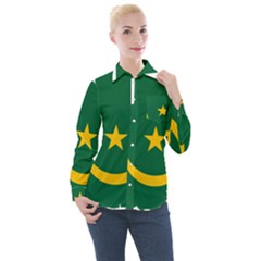 Mauritania Flag Map Geography Women s Long Sleeve Pocket Shirt