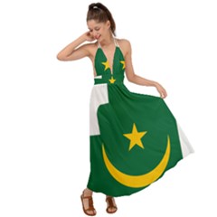 Mauritania Flag Map Geography Backless Maxi Beach Dress by Sapixe