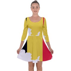 Belgium Country Europe Flag Quarter Sleeve Skater Dress by Sapixe