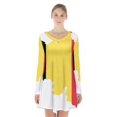 Belgium Country Europe Flag Long Sleeve Velvet V-neck Dress by Sapixe