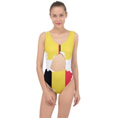 Belgium Country Europe Flag Center Cut Out Swimsuit by Sapixe