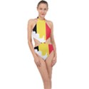 Belgium Country Europe Flag Halter Side Cut Swimsuit View1