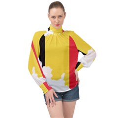 Belgium Country Europe Flag High Neck Long Sleeve Chiffon Top by Sapixe