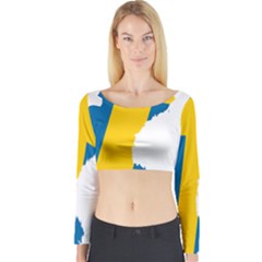 Sweden Country Europe Flag Borders Long Sleeve Crop Top by Sapixe