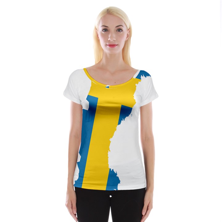 Sweden Country Europe Flag Borders Cap Sleeve Top