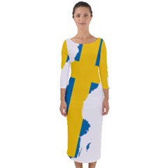 Sweden Country Europe Flag Borders Quarter Sleeve Midi Bodycon Dress by Sapixe