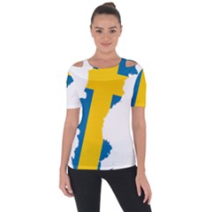 Sweden Country Europe Flag Borders Shoulder Cut Out Short Sleeve Top by Sapixe