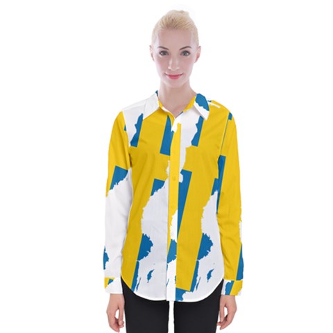 Sweden Country Europe Flag Borders Womens Long Sleeve Shirt by Sapixe