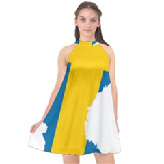 Sweden Country Europe Flag Borders Halter Neckline Chiffon Dress  by Sapixe