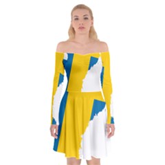 Sweden Country Europe Flag Borders Off Shoulder Skater Dress by Sapixe