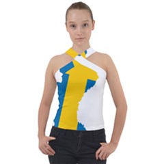 Sweden Country Europe Flag Borders Cross Neck Velour Top