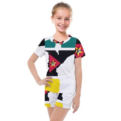 Mozambique Flag Map Geography Kids  Mesh Tee And Shorts Set by Sapixe