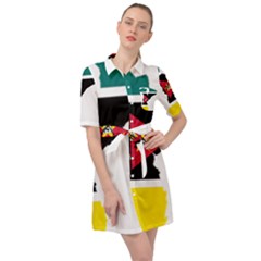 Mozambique Flag Map Geography Belted Shirt Dress