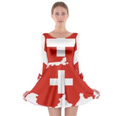 Switzerland Country Europe Flag Long Sleeve Skater Dress by Sapixe