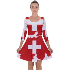 Switzerland Country Europe Flag Quarter Sleeve Skater Dress by Sapixe