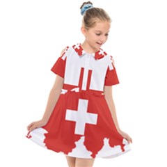 Switzerland Country Europe Flag Kids  Short Sleeve Shirt Dress by Sapixe