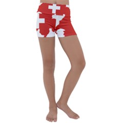 Switzerland Country Europe Flag Kids  Lightweight Velour Yoga Shorts by Sapixe