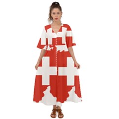 Switzerland Country Europe Flag Kimono Sleeve Boho Dress