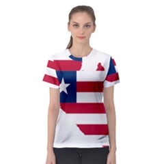 Liberia Flag Map Geography Outline Women s Sport Mesh Tee