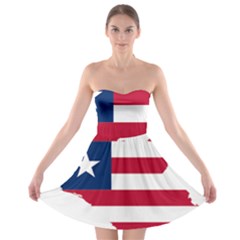 Liberia Flag Map Geography Outline Strapless Bra Top Dress by Sapixe