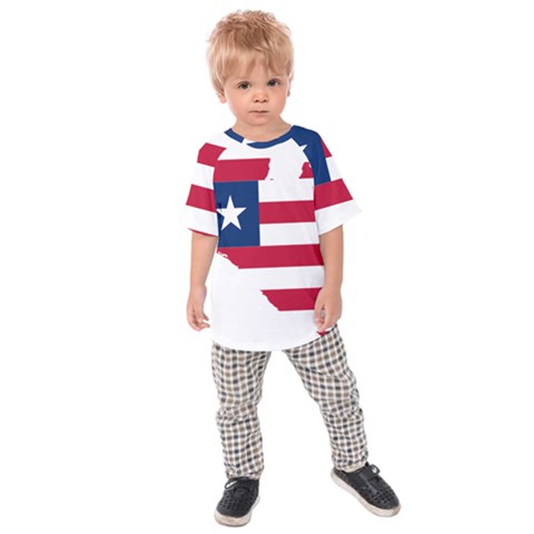 Liberia Flag Map Geography Outline Kids  Raglan Tee by Sapixe