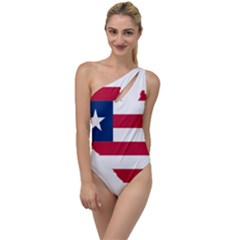 Liberia Flag Map Geography Outline To One Side Swimsuit by Sapixe