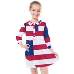 Liberia Flag Map Geography Outline Kids  Quarter Sleeve Shirt Dress by Sapixe