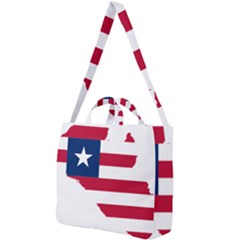 Liberia Flag Map Geography Outline Square Shoulder Tote Bag by Sapixe