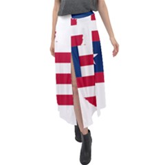 Liberia Flag Map Geography Outline Velour Split Maxi Skirt