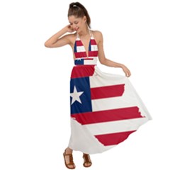 Liberia Flag Map Geography Outline Backless Maxi Beach Dress