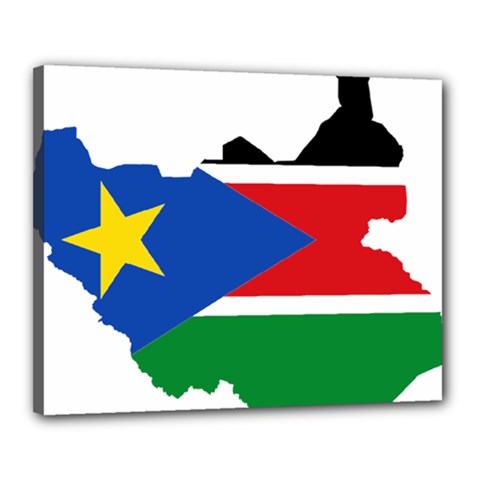 South Sudan Flag Map Geography Canvas 20  X 16  (stretched) by Sapixe