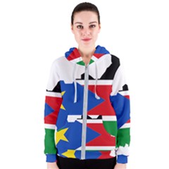 South Sudan Flag Map Geography Women s Zipper Hoodie by Sapixe